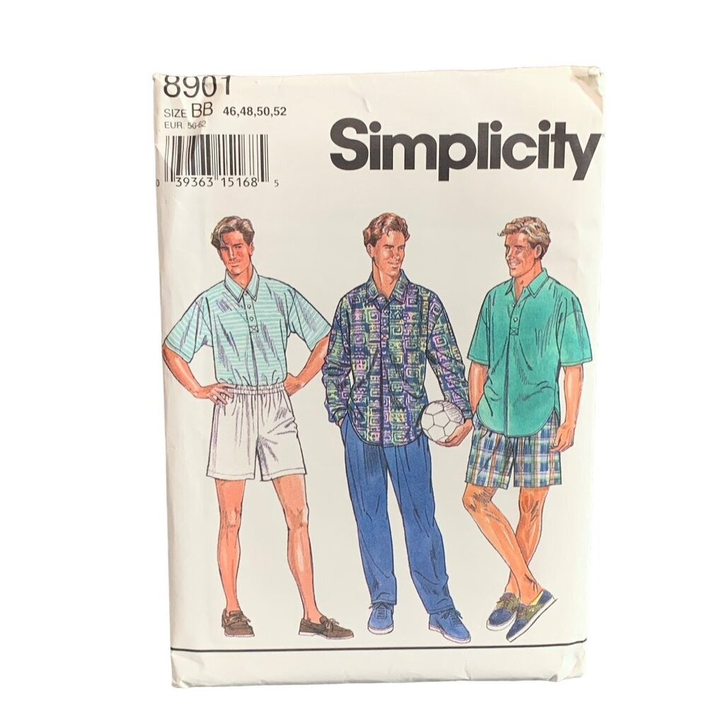 Simplicity 8901 Mens Shirt Pants Short Pattern Size 46 48 50 52 - uncut